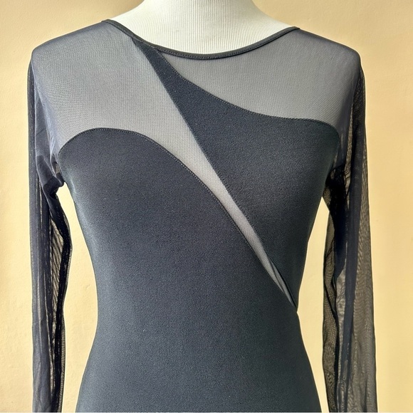 Vintage 90s Y2K Lew Magram Collection Long Sleeve Mesh Illusion Cocktail Dress S - Picture 4 of 9